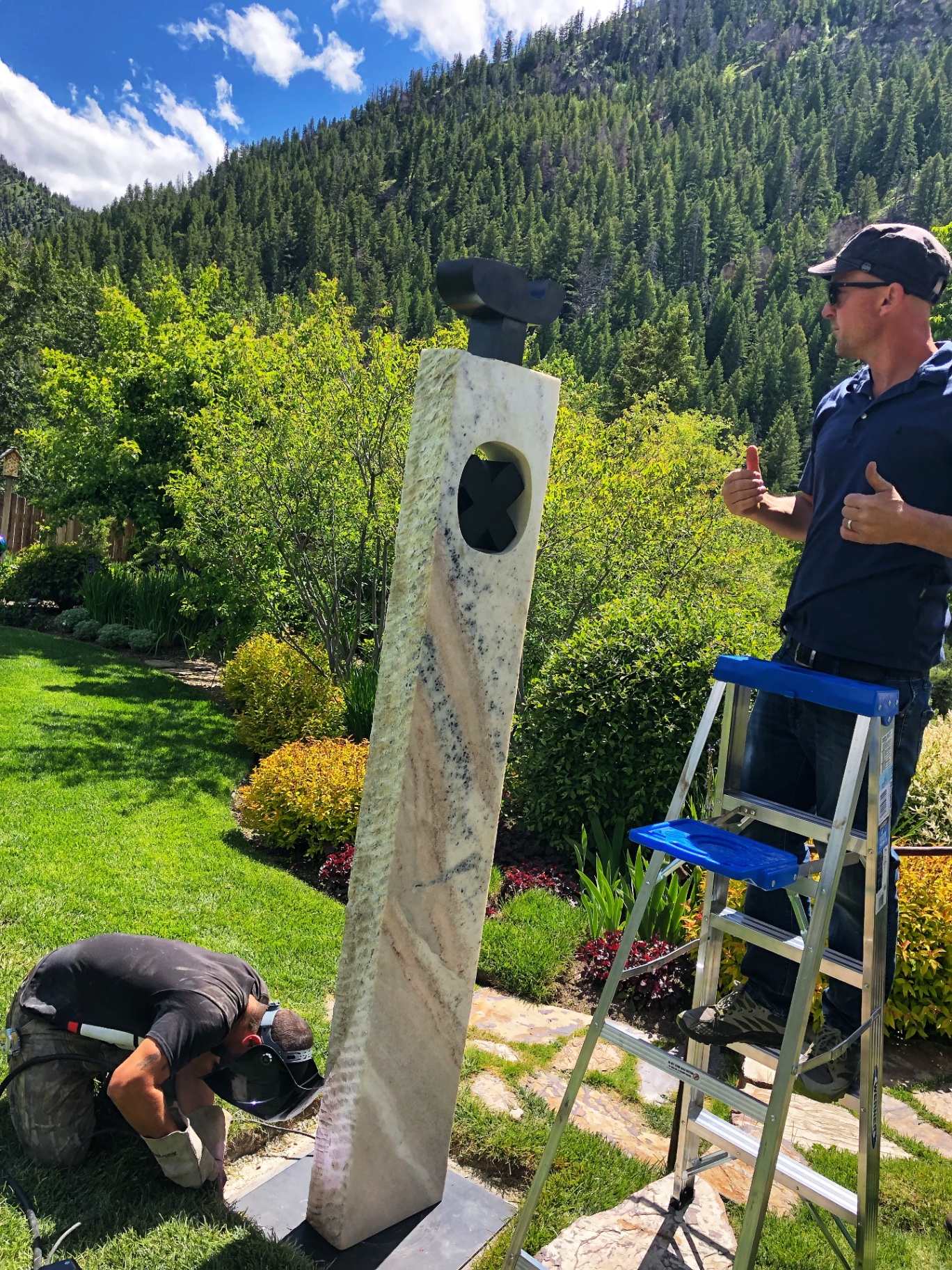 500 lbs Marble Sculpture Installtion